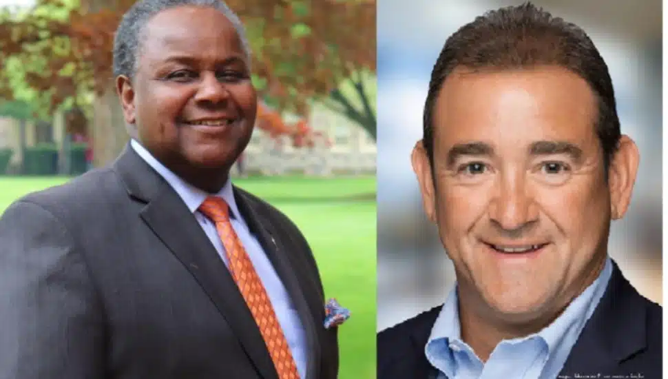 Cheyney University President Aaron Walton (left) and Dr. Scott Braunstein, CEO of Marinus Pharmaceuticals