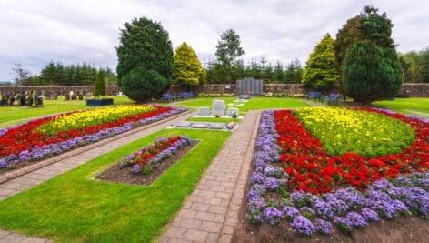 The Garden of Remembrance at Dryfesdale Cemetery in Lockerbie marking the bombing of Pan Am Flight 103 in 1988.