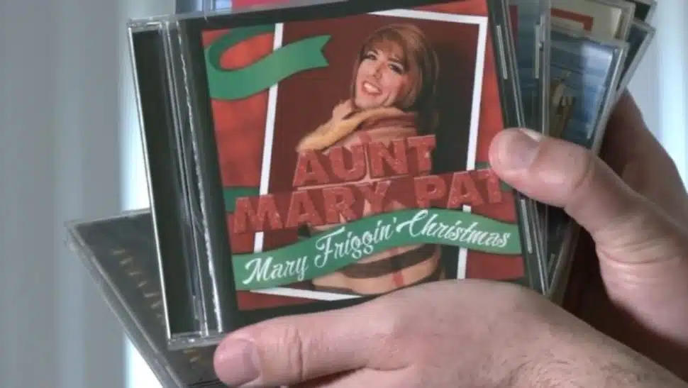A popular Aunt Mary Pat album, "Merry Friggin' Christmas," one of several successful albums the character has created.