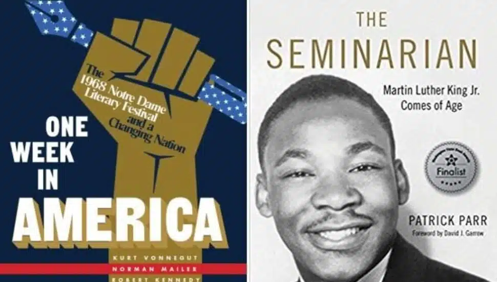 Two book covers from author Patrick Parr, "The Seminarian" and "One Week in America"