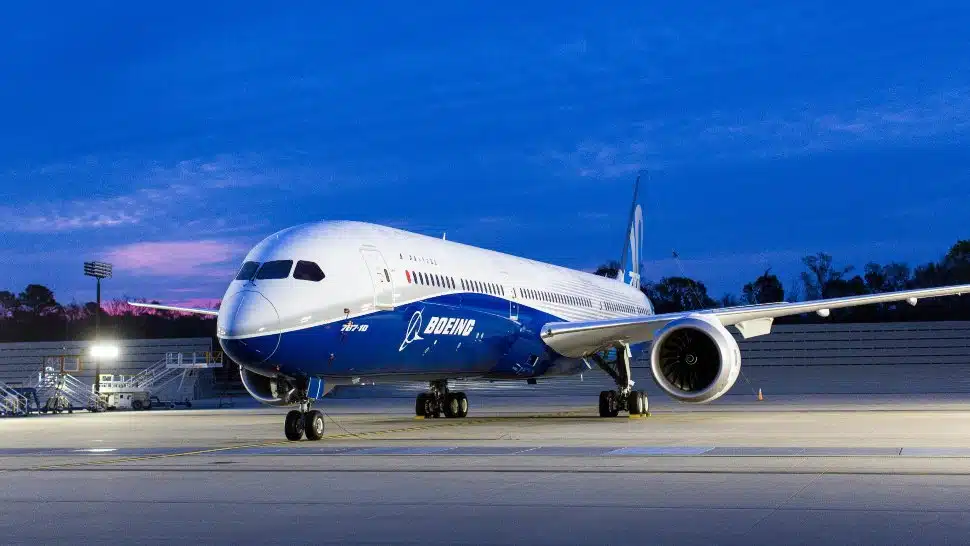 A Boeing airplane on the ground