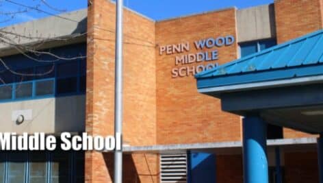 The outside of Penn Wood Middle School in Darby Borough