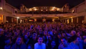 A concert audience at the Tower Theatre in Upper Darby