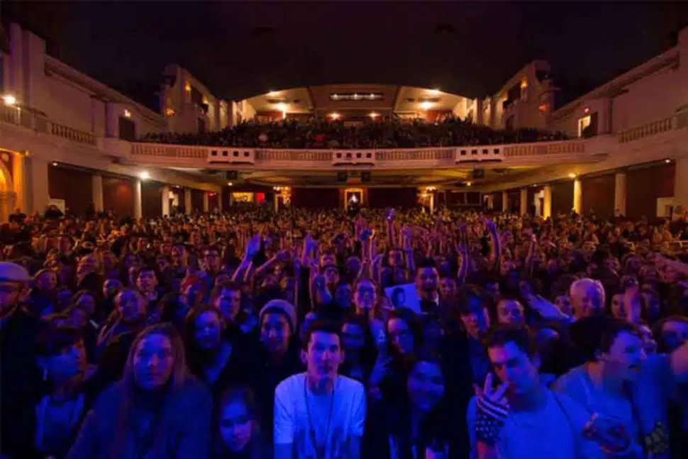 A concert audience at the Tower Theatre in Upper Darby