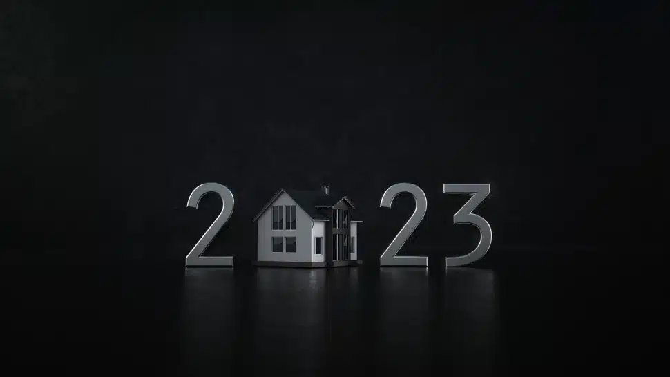 Illustration of a home embedded within the year "2023".