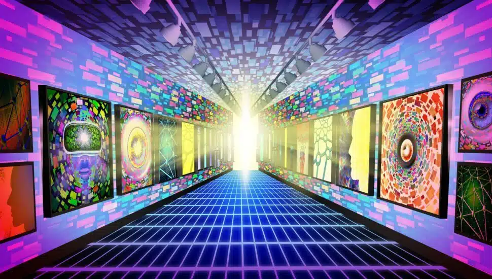 Crypto Virtual Museum and Metaverse internet NFT display. Michael Rubin is dropping his support for NFTs