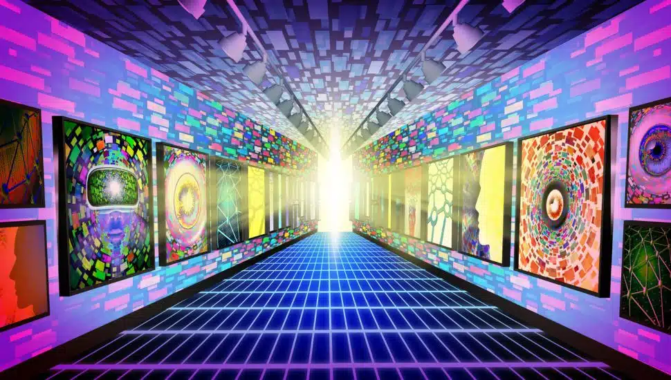 Crypto Virtual Museum and Metaverse internet NFT display. Michael Rubin is dropping his support for NFTs