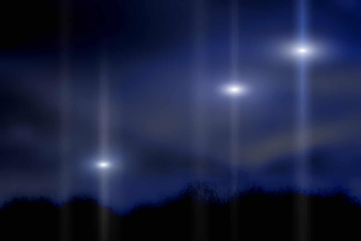 Glowing unidentified objects in the night sky