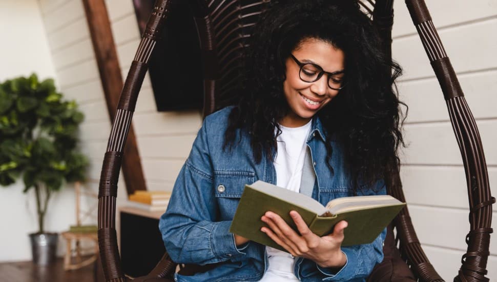 woman reading a book