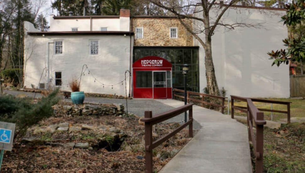 The exterior of Hedgerow Theatre in Rose Valley, once a 19th century grist mill