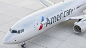 An American Airlines jet on the runway at Philadelphia International Airport