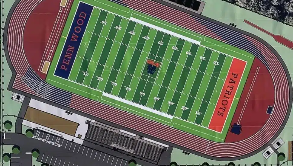 An artist’s rendering of the finished sports complex for William Penn School District at Kerr Field in Yeadon
