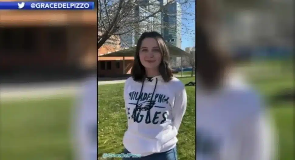 Grace Del Pizzo, a Delaware County native and a sophpomore at Arizona State University narrates a video she created for Eagles fans coming to the Super Bowl in Glenside