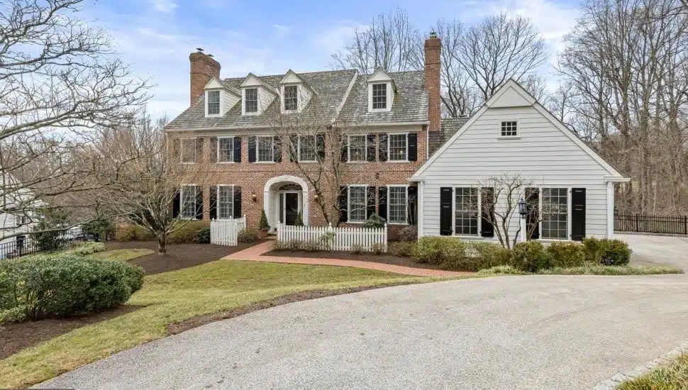 The driveway and front view of a home for sale at 704 Haviland Drive in Bryn Mawr