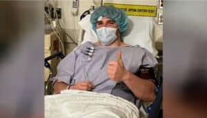 Jake Reichwein after a bone marrow donation procedure