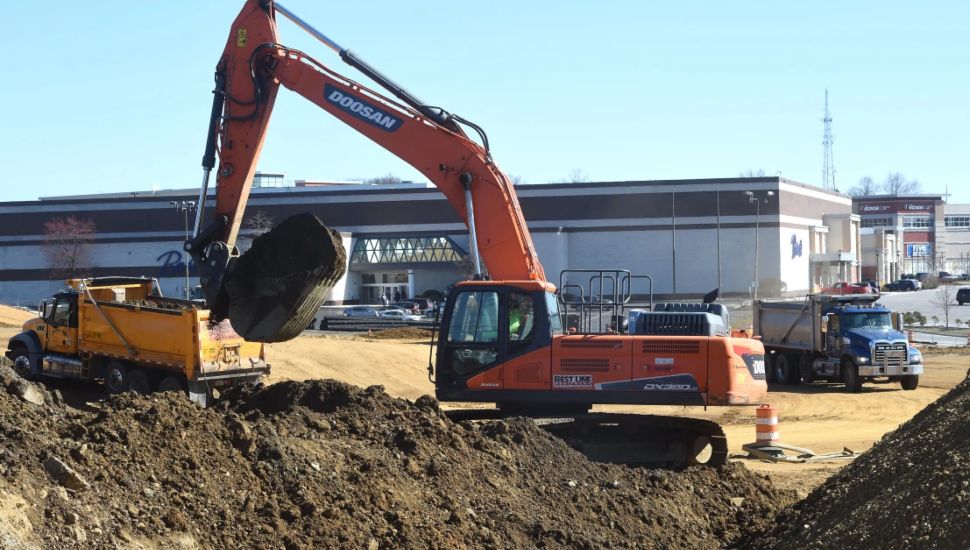 Land is being cleared for construction of a new apartment building at the Promenade at Granite Run in Media