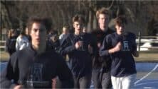 Members of the Episcopal Academy boys track and field team on the track