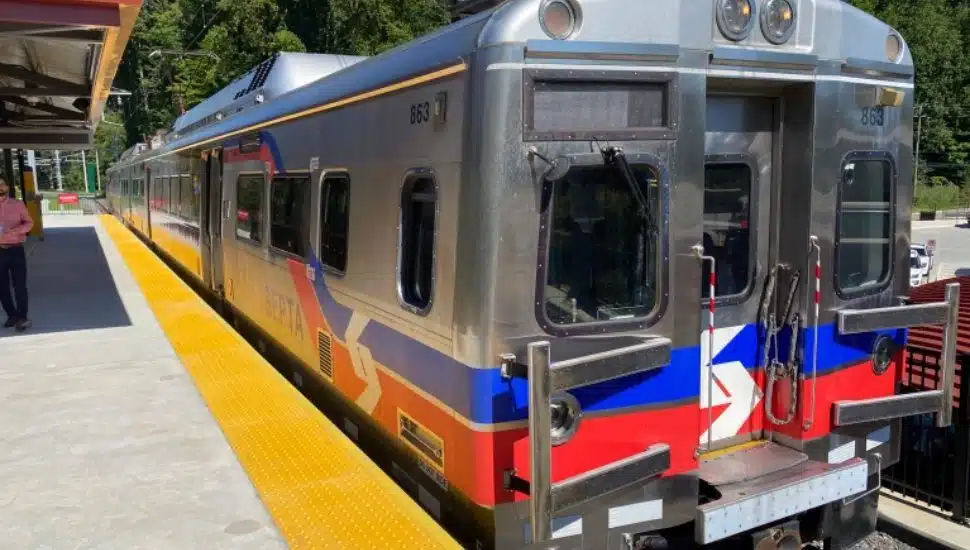 A SEPTA regional rail train at the Wawa station