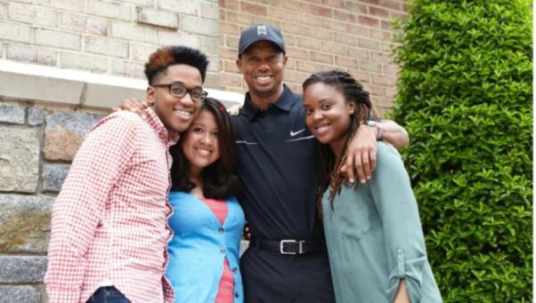 Tiger Woods with students at the TGR Foundation’s California location