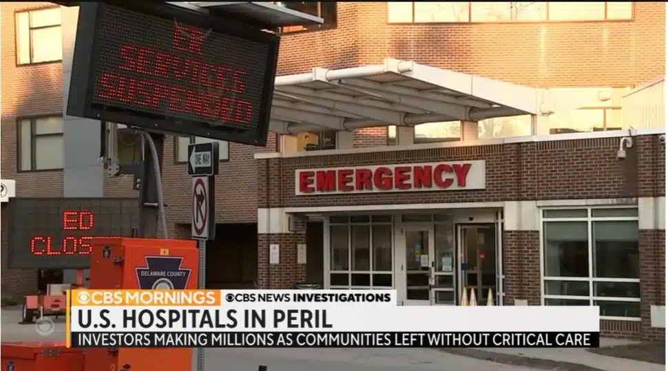 The closed emergency room at Delaware County memorial Hospital in Drexel Hill