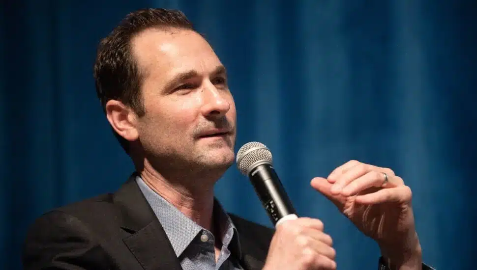 Brad Ingelsby, writer and producer of Mare of Easttown, spoke at the Neumann University Film Festival on April 1.