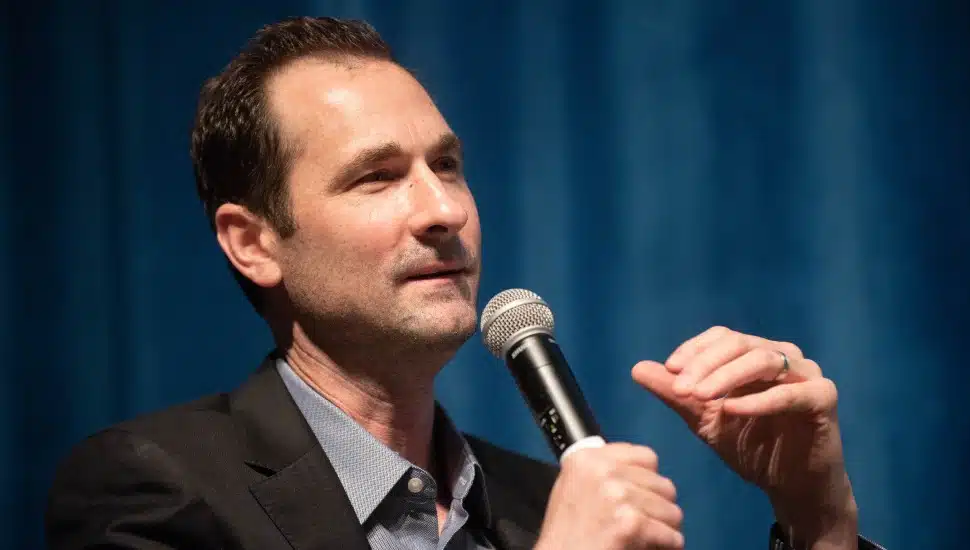 Brad Ingelsby, writer and producer of Mare of Easttown, spoke at the Neumann University Film Festival on April 1.