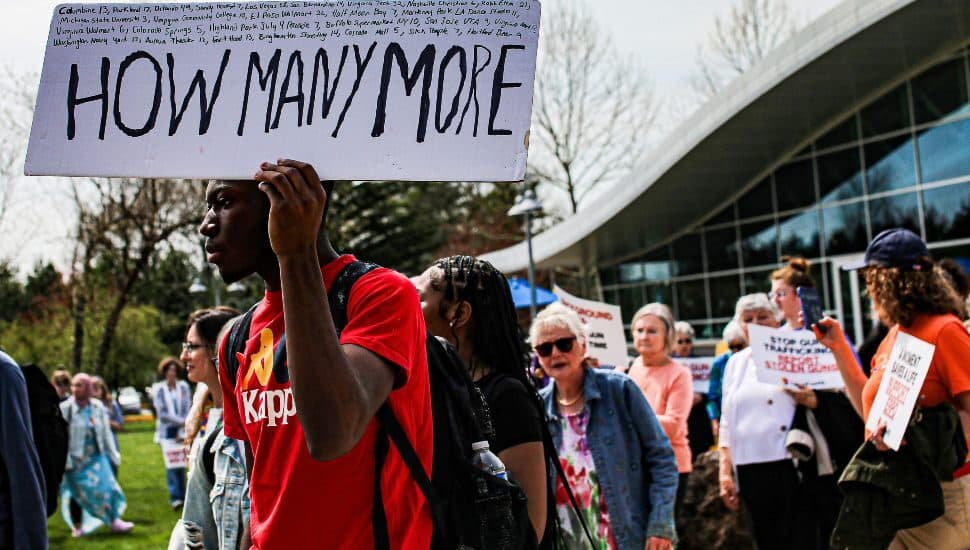 Neumann University students marched against gun violence on April 5.