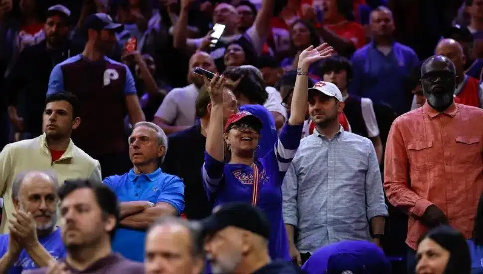 Sixers fans after their team beat the Brooklyn Nets in game one of the first round in the Eastern Conference playoffs