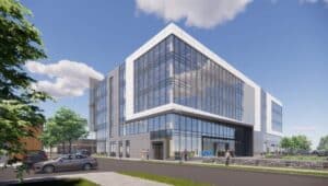 A rendering of the future office building at 203 Squire Drive at Ellis Preserve. The building will be occupied by AmeriHealth Caritas.