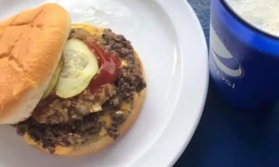 A Charlie's Hamburger hamburger