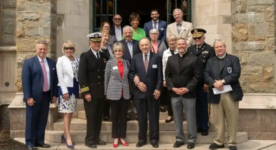 Retired rear admiral Larry Chambers surrounded by supporters and well-wishers.