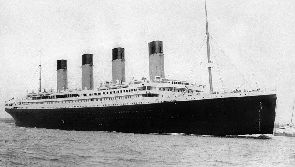 The RMS Titanic departing Southampton on April 10, 1912