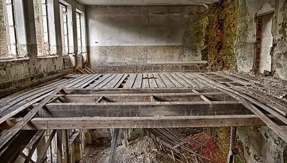 An abandoned industrial site, one example of a brownfield.