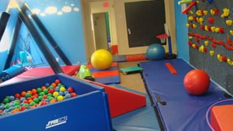 A room filled with balls and other toys at a ABA2Day center in Media Borough.