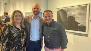 Colonna Contemporary gallery owner and Radnor resident Michele Colonna (right) with his wife, Christine and the gallery's first exhibiter, art photographer Riley Martin Wynn.