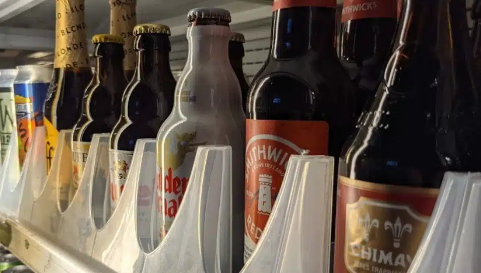 A row of craft beers for sale at the Craft Beer Store in Springfield.