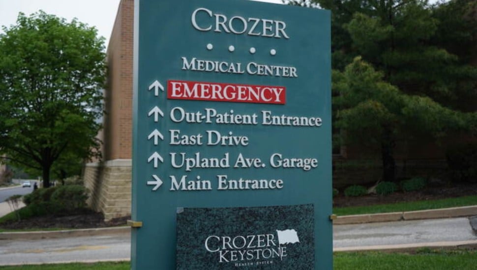Crozer Chester Medical Center sign outside the facility in Chester.