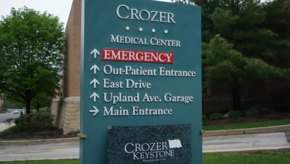 Crozer Chester Medical Center sign outside the facility in Chester.