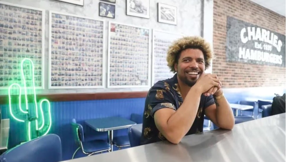 Devon Gilfillian, from Morton, now living in Nashville, at Charlie’s Hamburgers in Folsom.