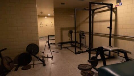 Penn Wood High's athletes were using an abandoned shower at the school for their weight room prior to the pandemic.