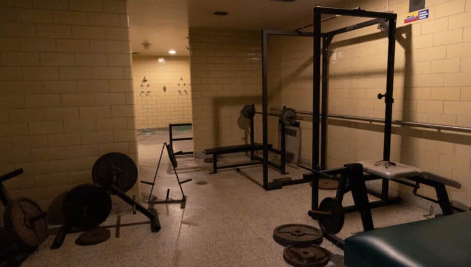 Penn Wood High's athletes were using an abandoned shower at the school for their weight room prior to the pandemic.