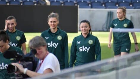 Havertown's Sinead Farrelly (center) and Sellersville's Marissa Sheva (right) are going to the World Cup on the Republic of Ireland's team.