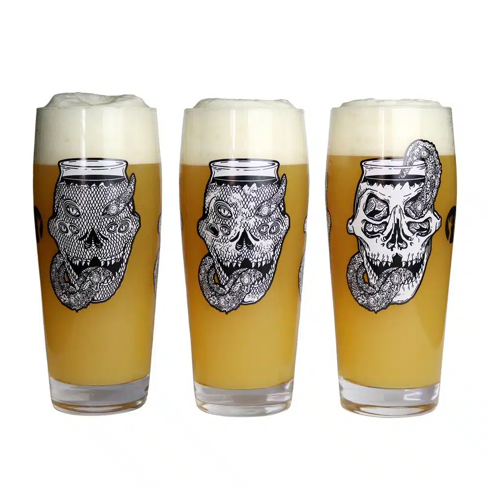 Three glasses of Tired Hands craft beer.