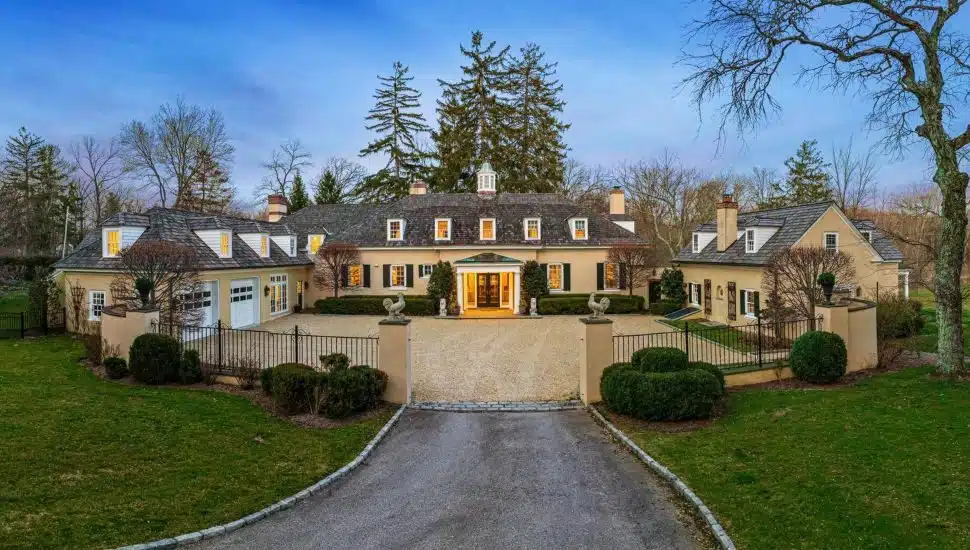 The front entrance to a carriage house for sale in Wayne.