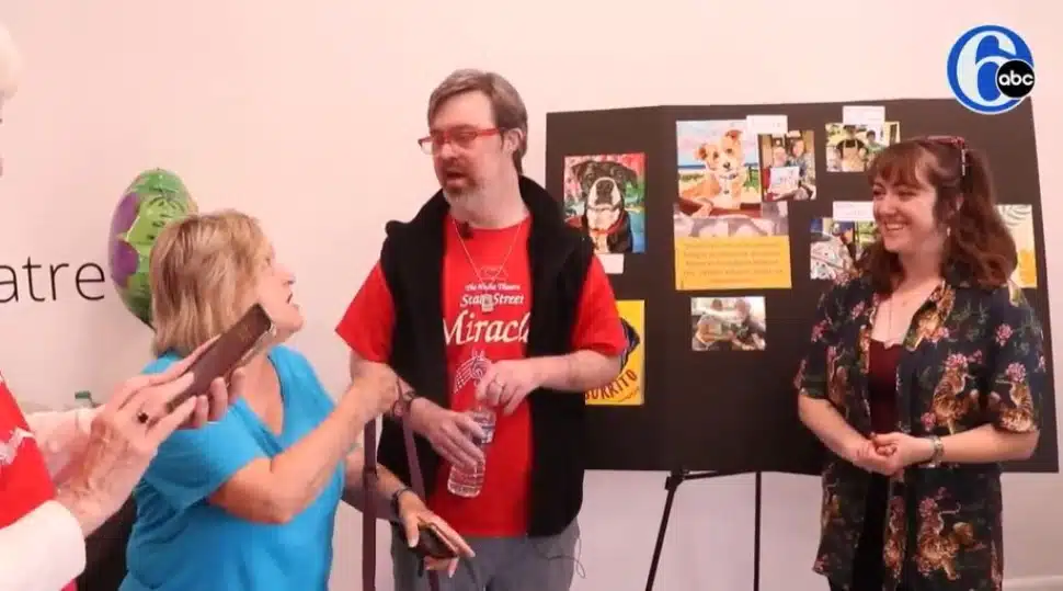 Jake Spencer and Caron Lee at the Media Theare Studio art exhibit.