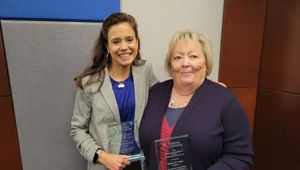 Courtney Kelly (left) and Jeanne Nolan, winners of the Eckard award.