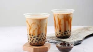 Two delicious-looking cups of Boba Bubble Tea.