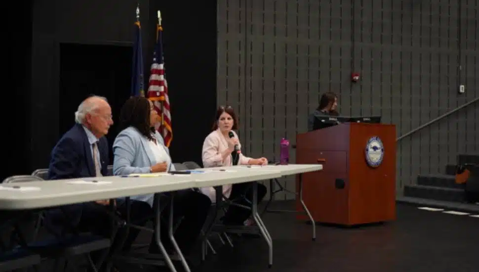 Delaware County Judge Barry Dozor, Council Chair Dr. Monica Taylor, and county Director of Human Services Sandy Garrison field questions on the opioid settlement spending process.