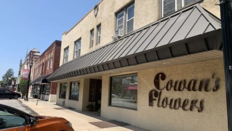 The exterior front entrance to Cowan's Flowers in Wayne, now closed.