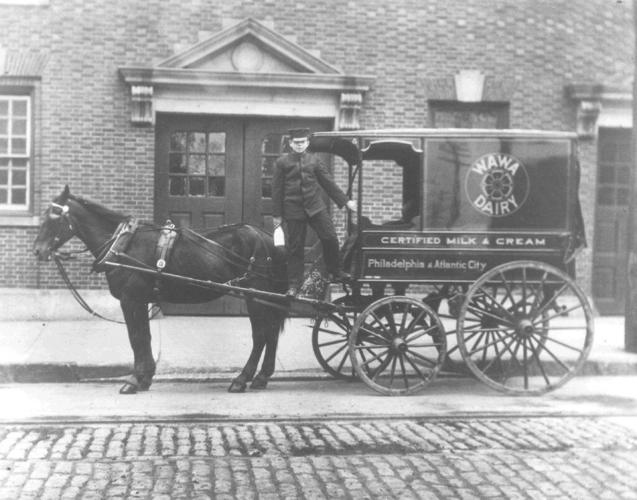 A Wawa milk delivery wagon in the 1920s. Wawa Dairy Farms sold milk guaranteed free of pathogens door to door in Philadelphia and on the Jersey Shore.